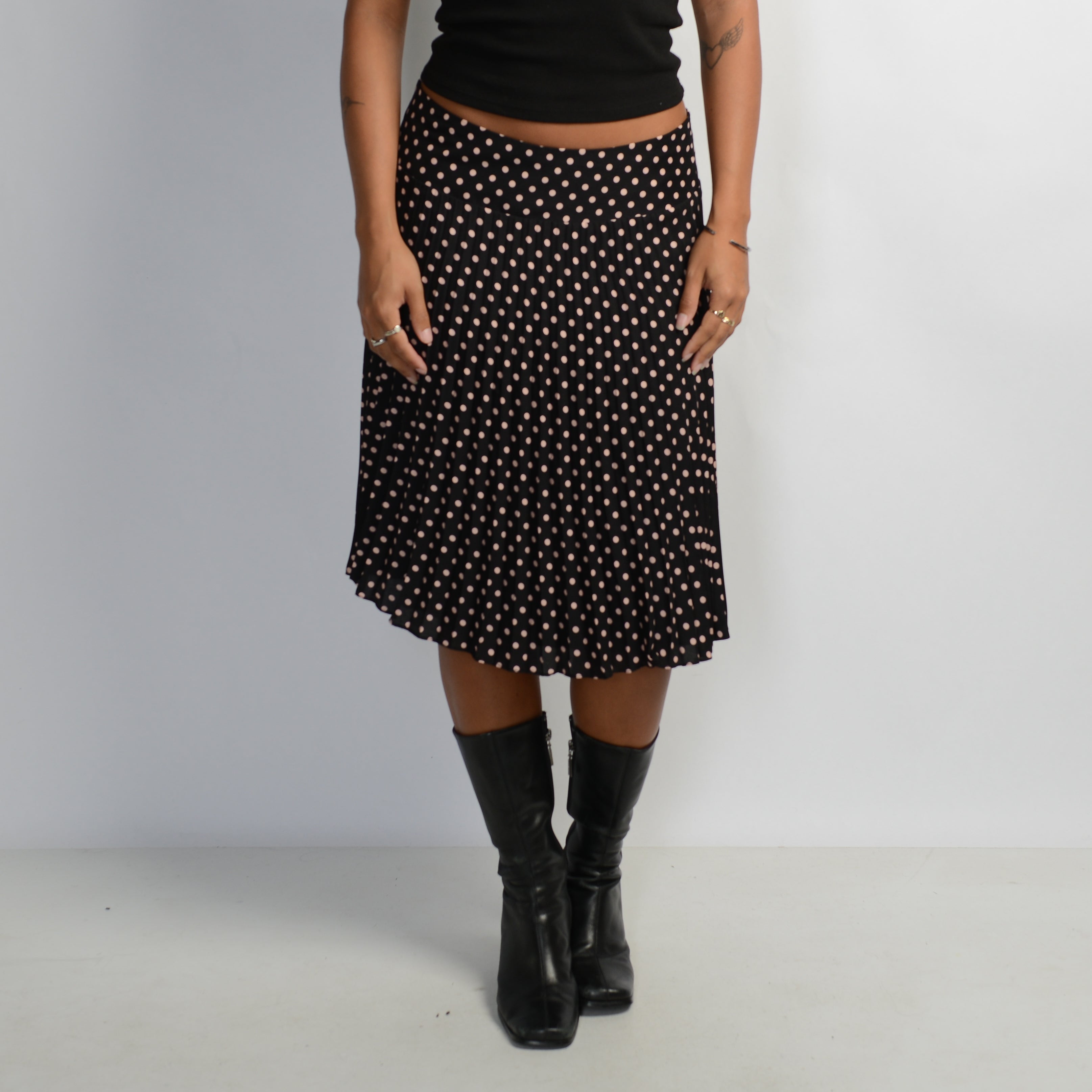 POLKA DOT PLEAT MIDI SKIRT