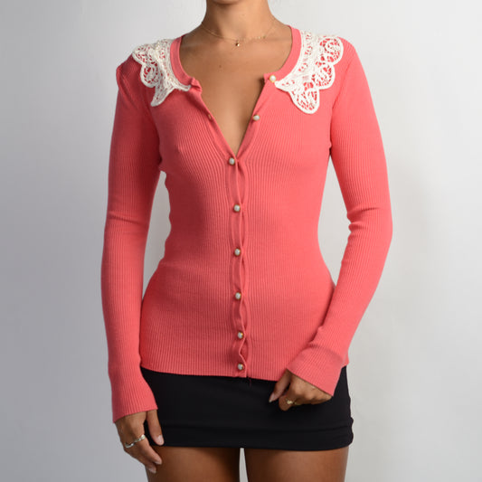 PINK RIB CARDIGAN