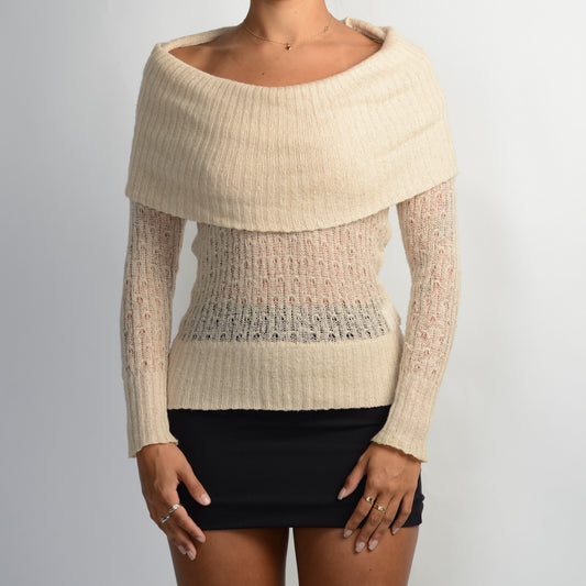 BEIGE MOHAIR WOOL TOP
