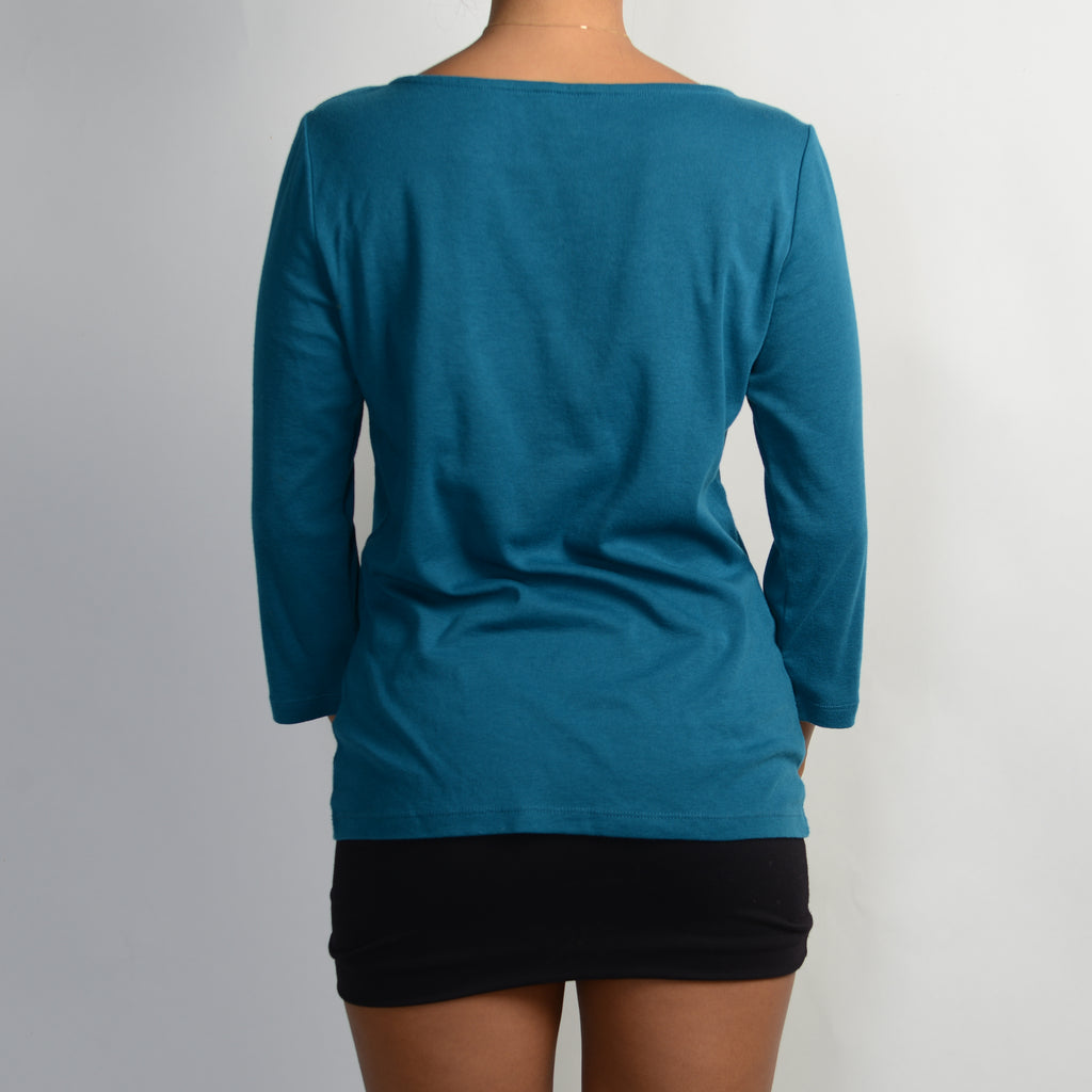 TEAL 3/4 SLEEVE TOP