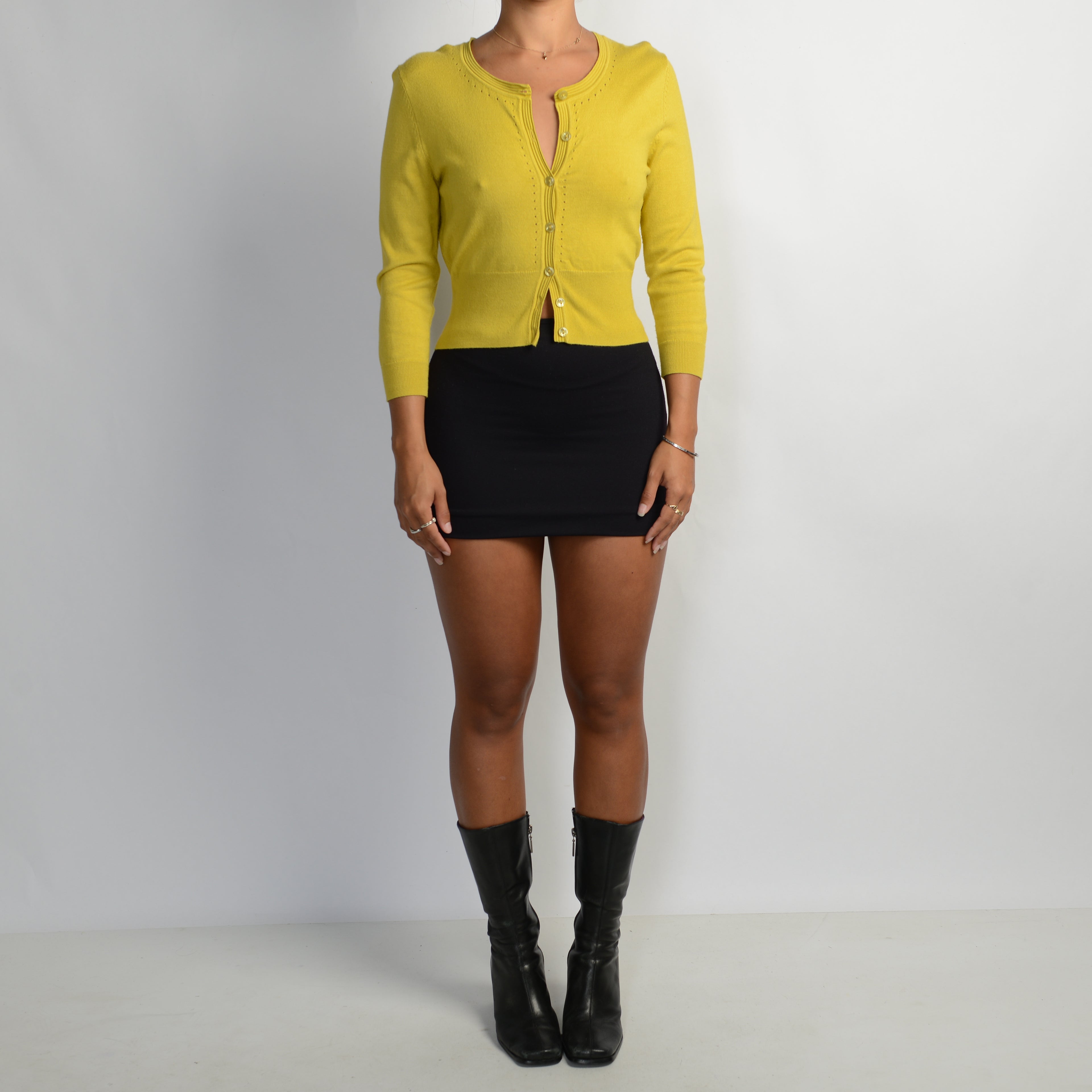 YELLOW 3/4 SLEEVE CARDIGAN