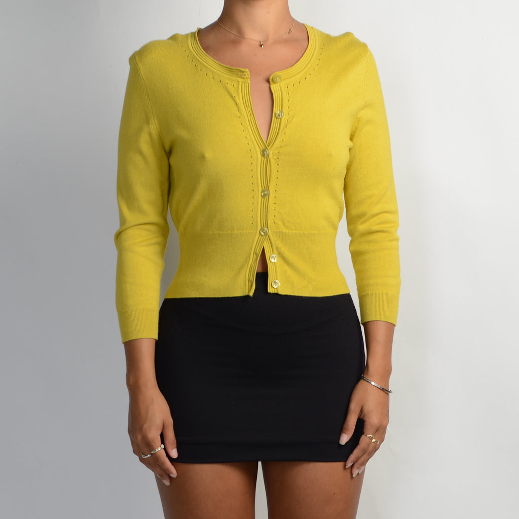 YELLOW 3/4 SLEEVE CARDIGAN