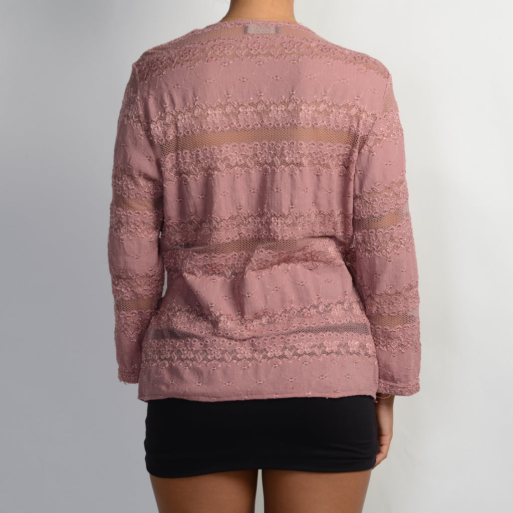 PINK LACE WRAP TOP
