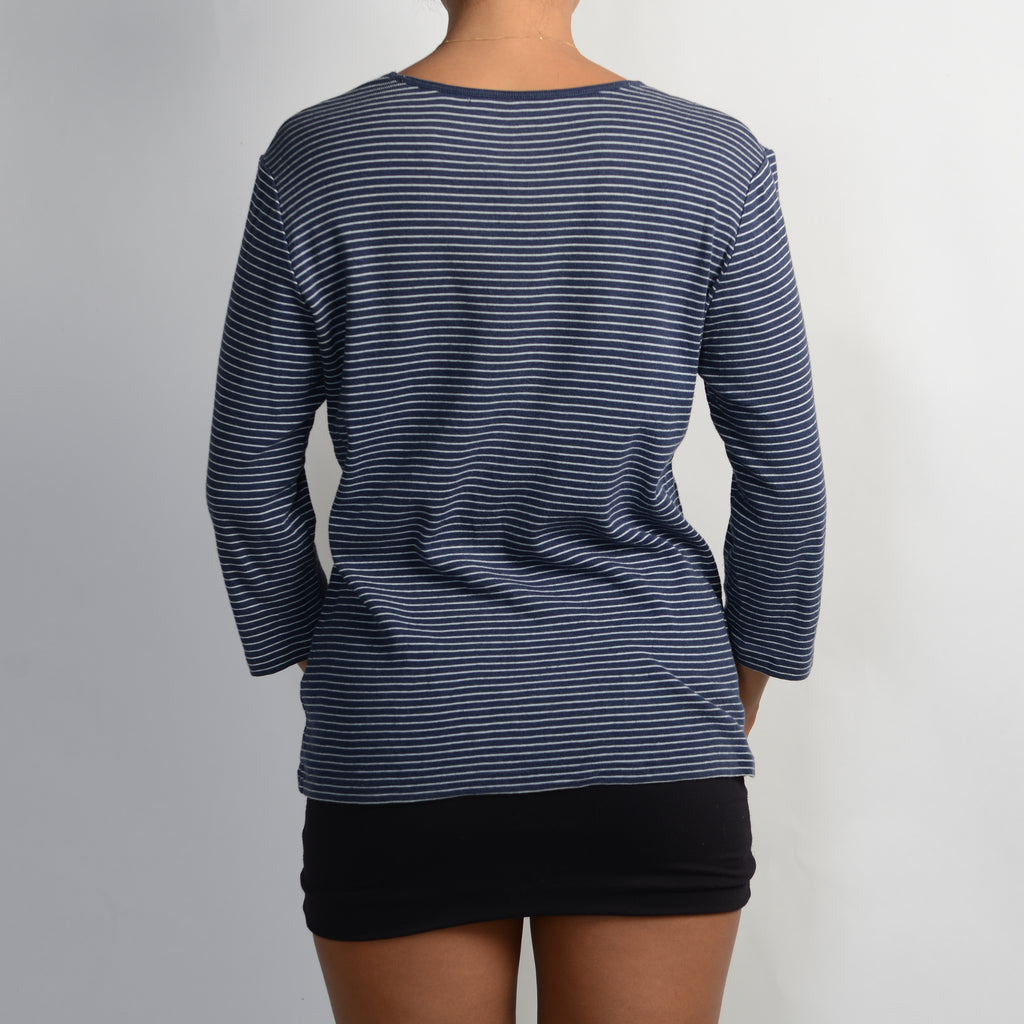 NAVY STRIPE 3/4 SLEEVE TOP