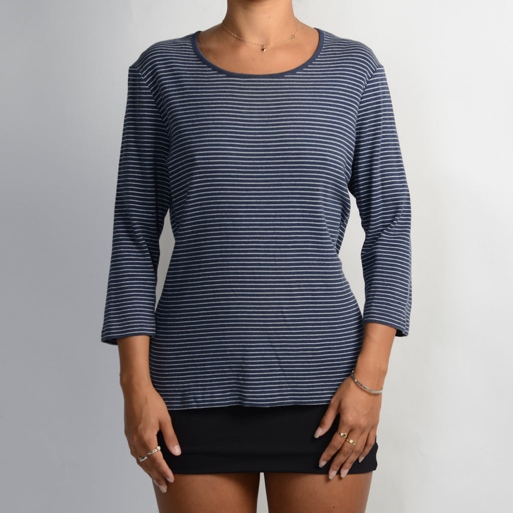 NAVY STRIPE 3/4 SLEEVE TOP