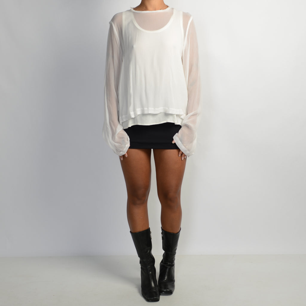 WHITE SILK DUO TOP