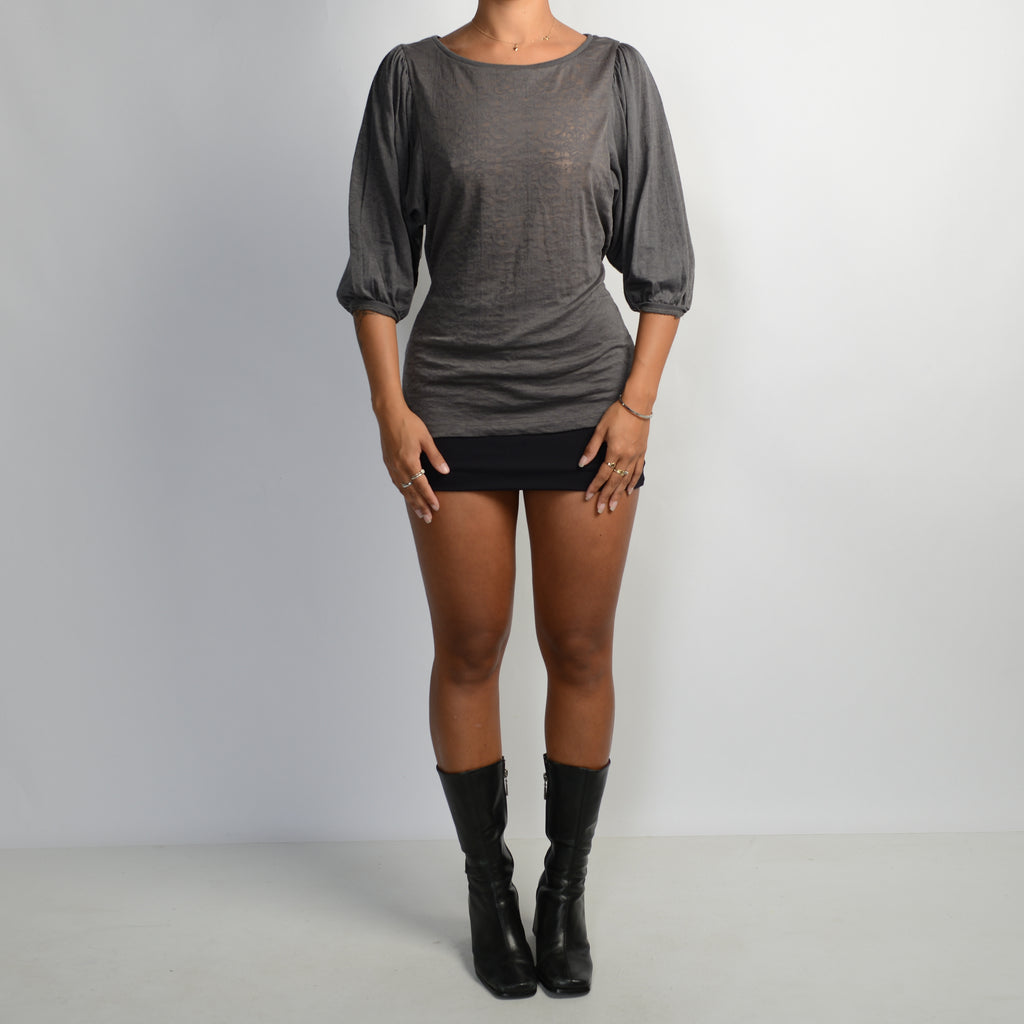 GREY PUFF SLEEVE TOP
