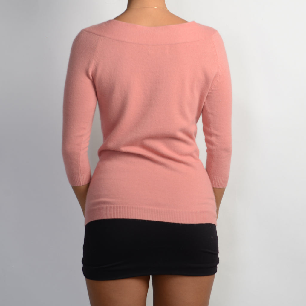 PINK KNIT BOW TOP