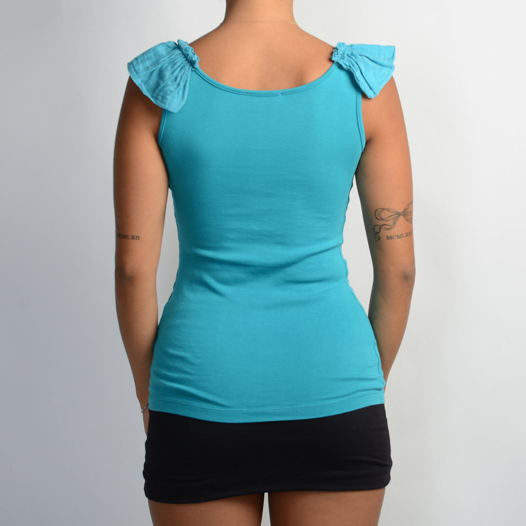 TEAL RUFFLE TANK TOP