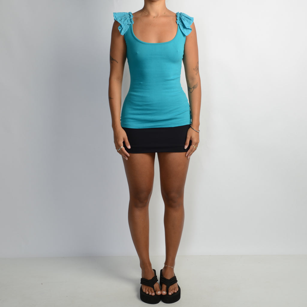 TEAL RUFFLE TANK TOP