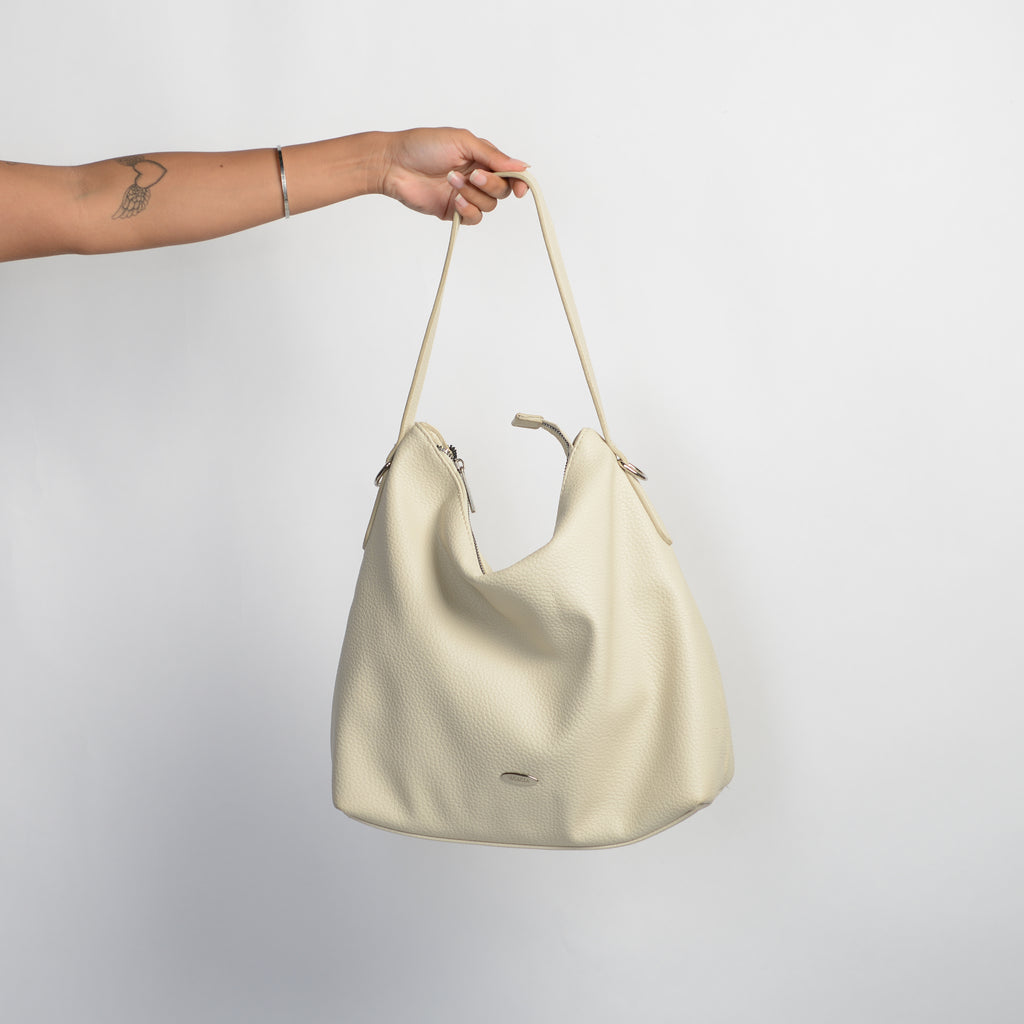 CREAM FAUX LEATHER BAG