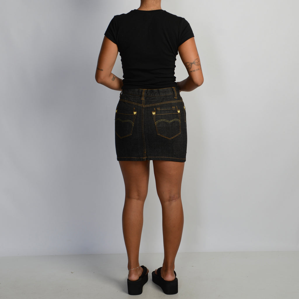 DARK WASH DENIM MINI SKIRT