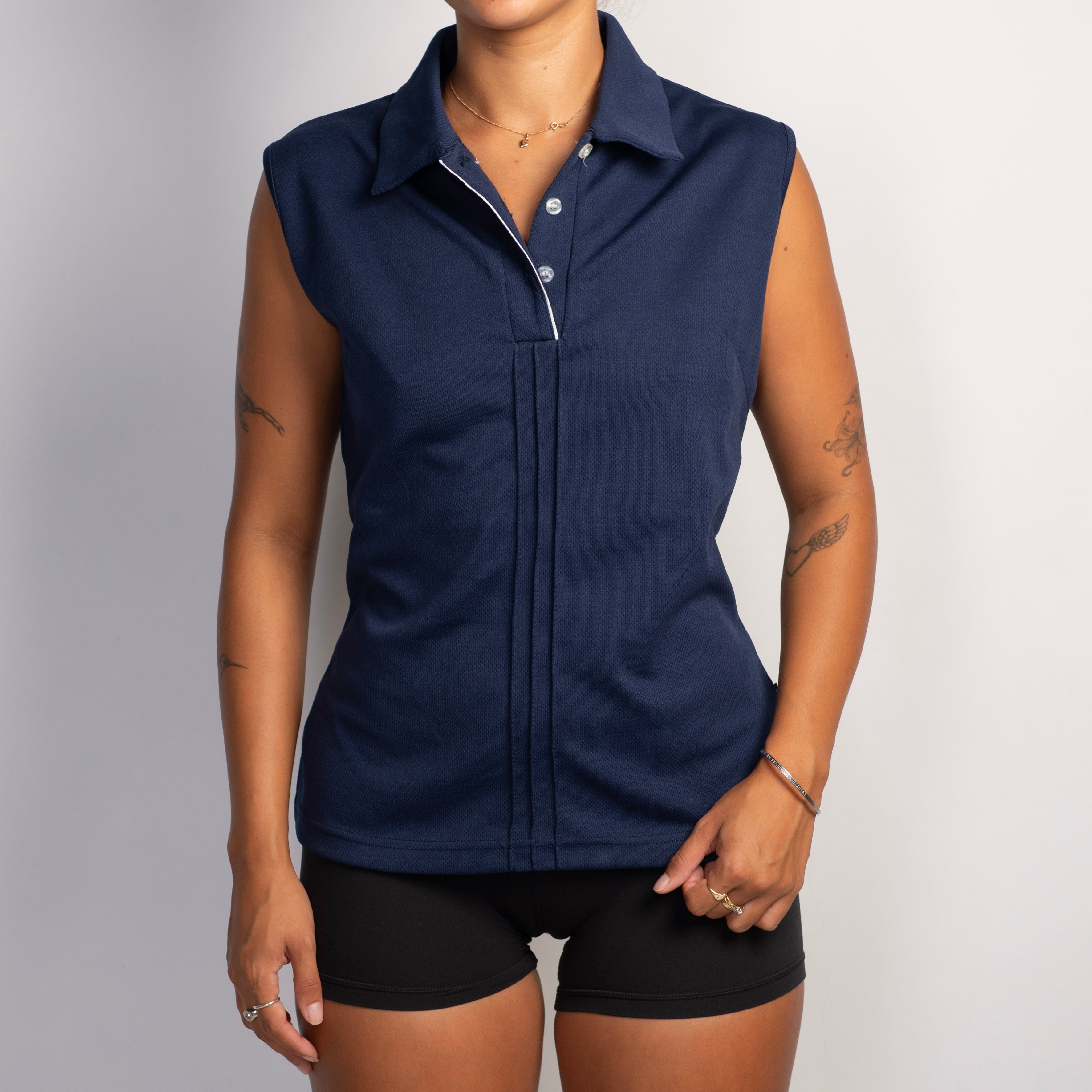 NAVY SLEEVELESS POLO