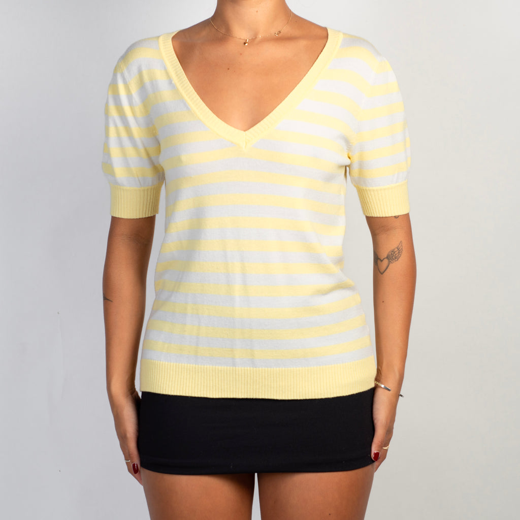 YELLOW STRIPE KNIT TOP