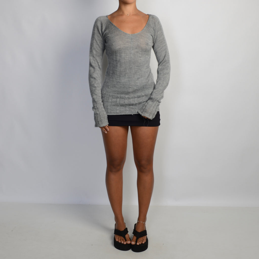 GREY WOOL LONG SLEEVE TOP