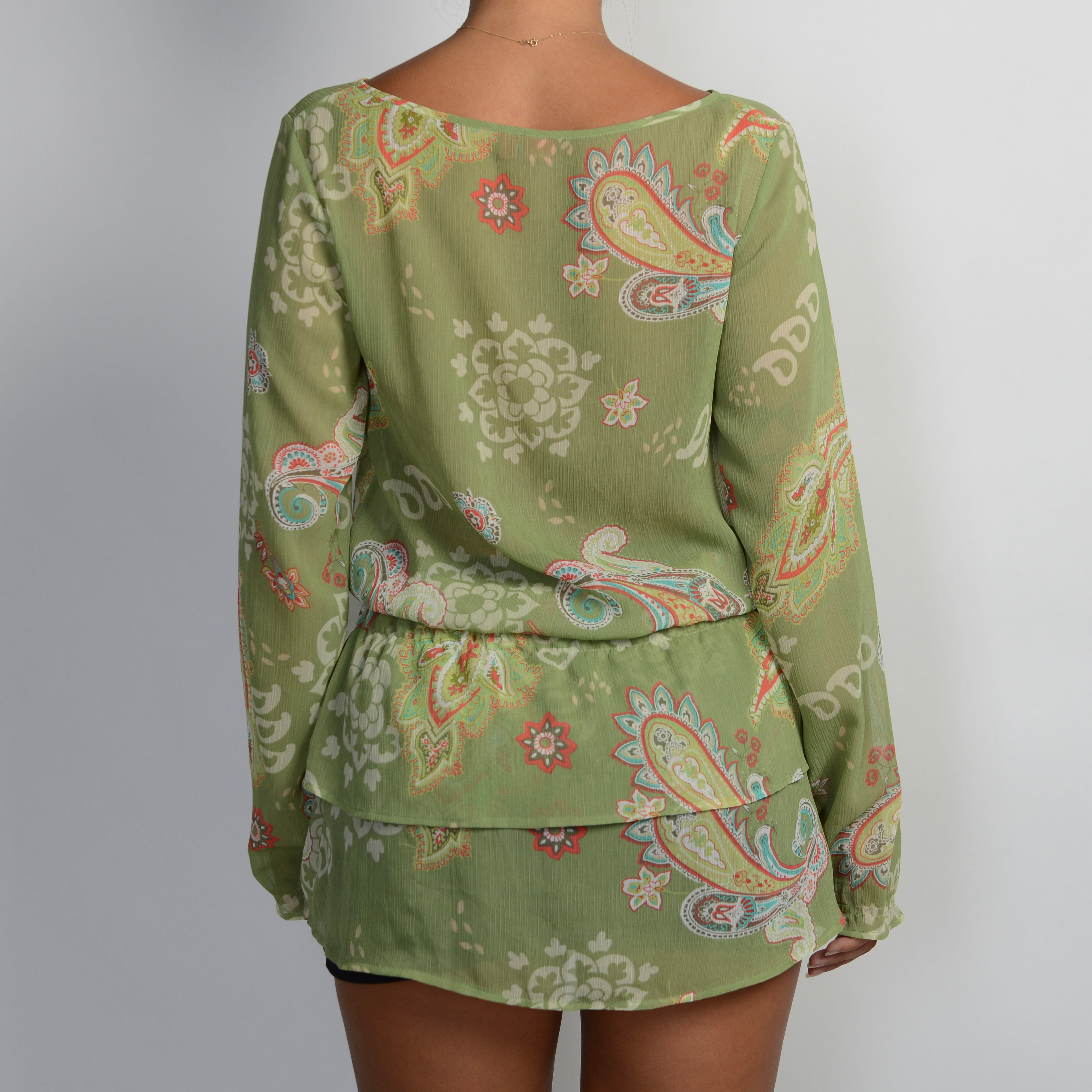 GREEN SHEER PAISLEY TOP