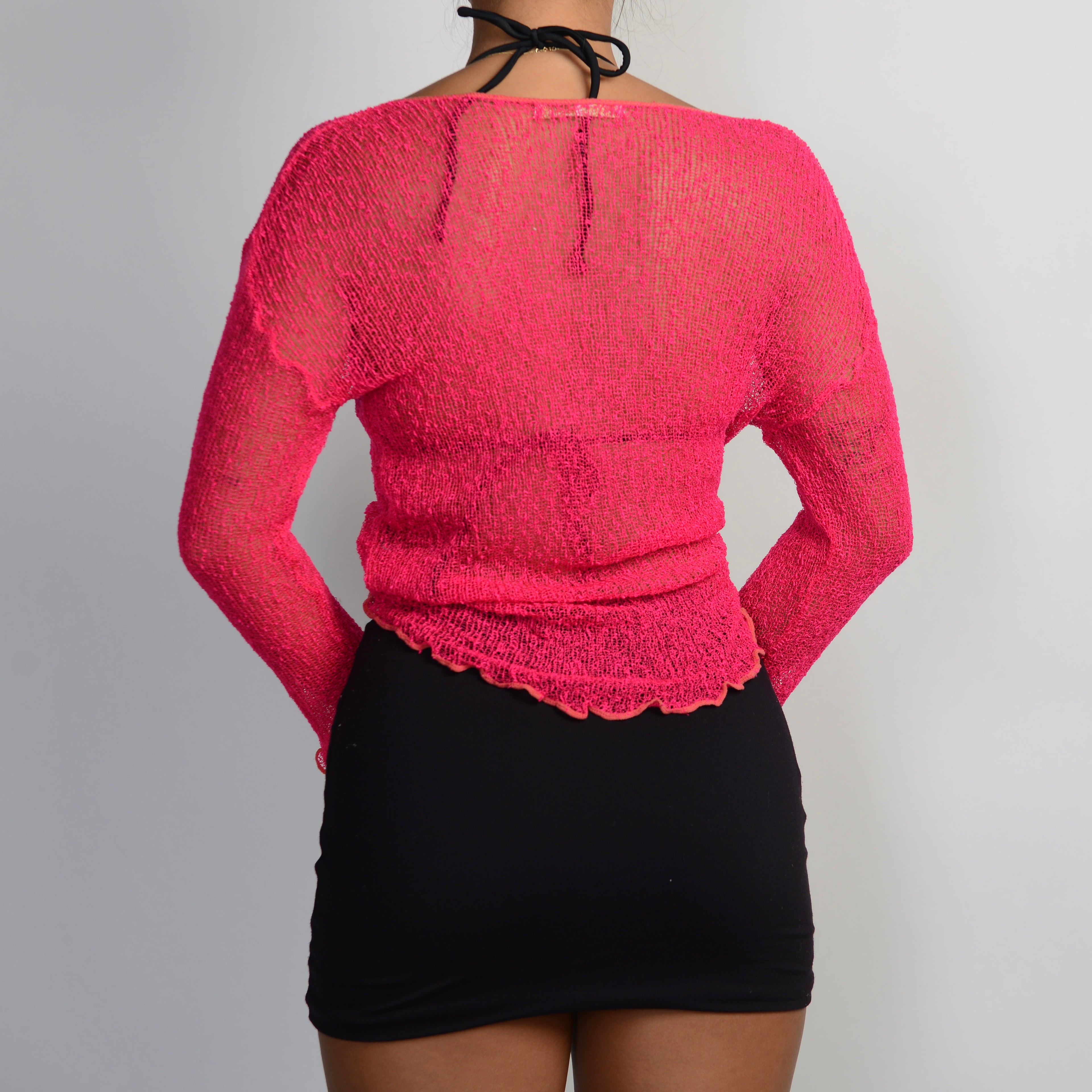 PINK CROCHET TIE TOP