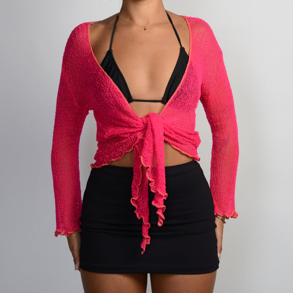 PINK CROCHET TIE TOP