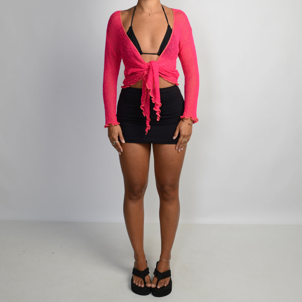 PINK CROCHET TIE TOP