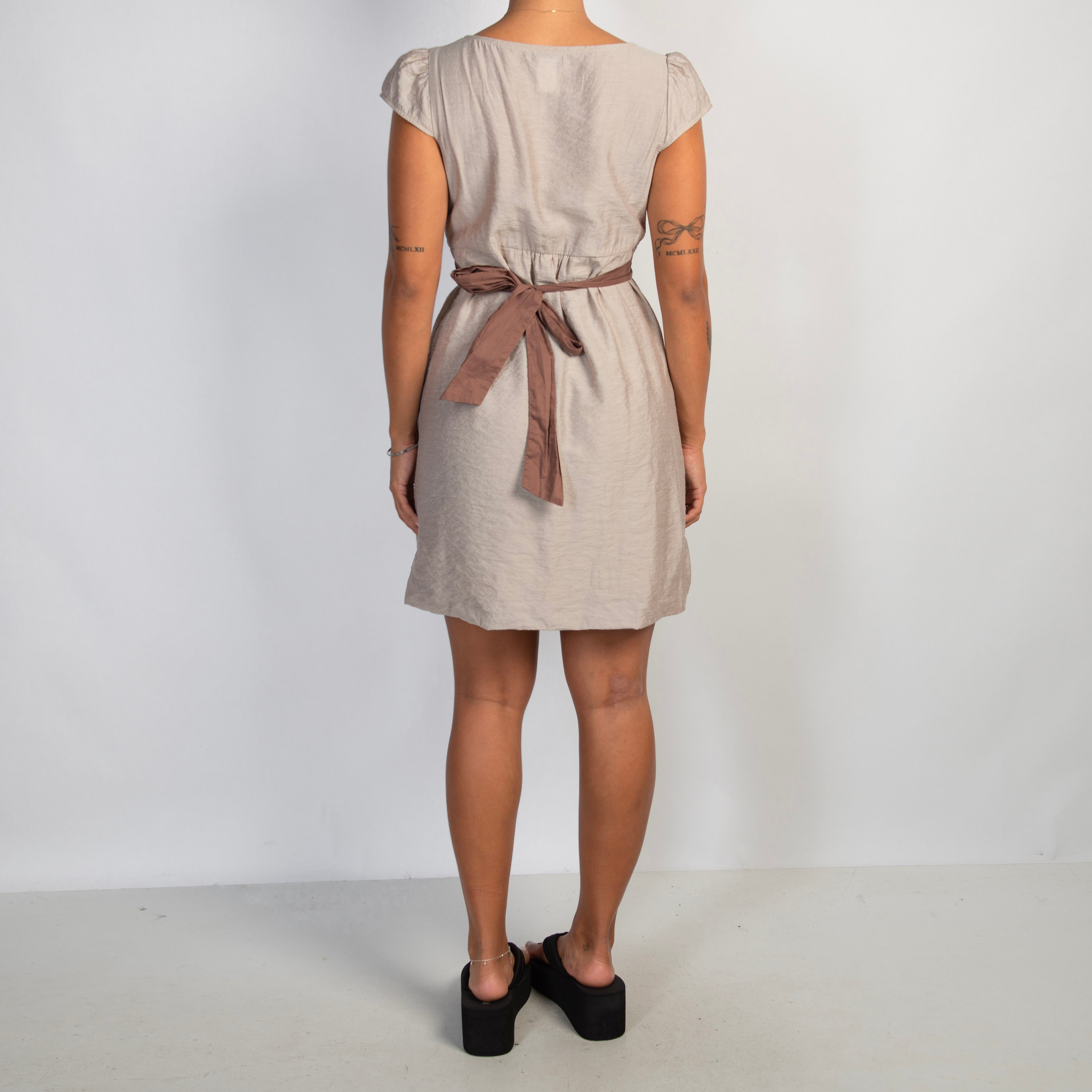 BEIGE MILKMAID DRESS