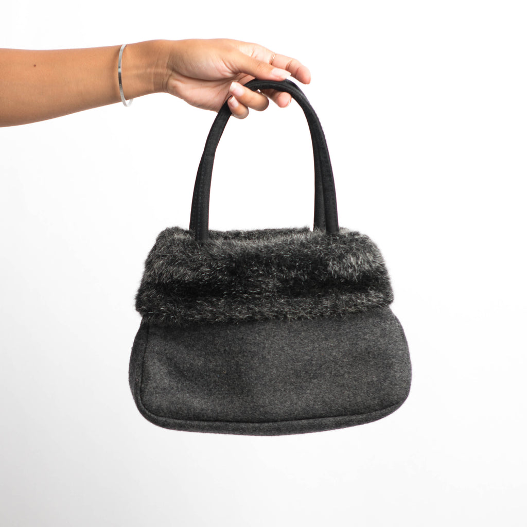 FAUX FUR TRIM BAG