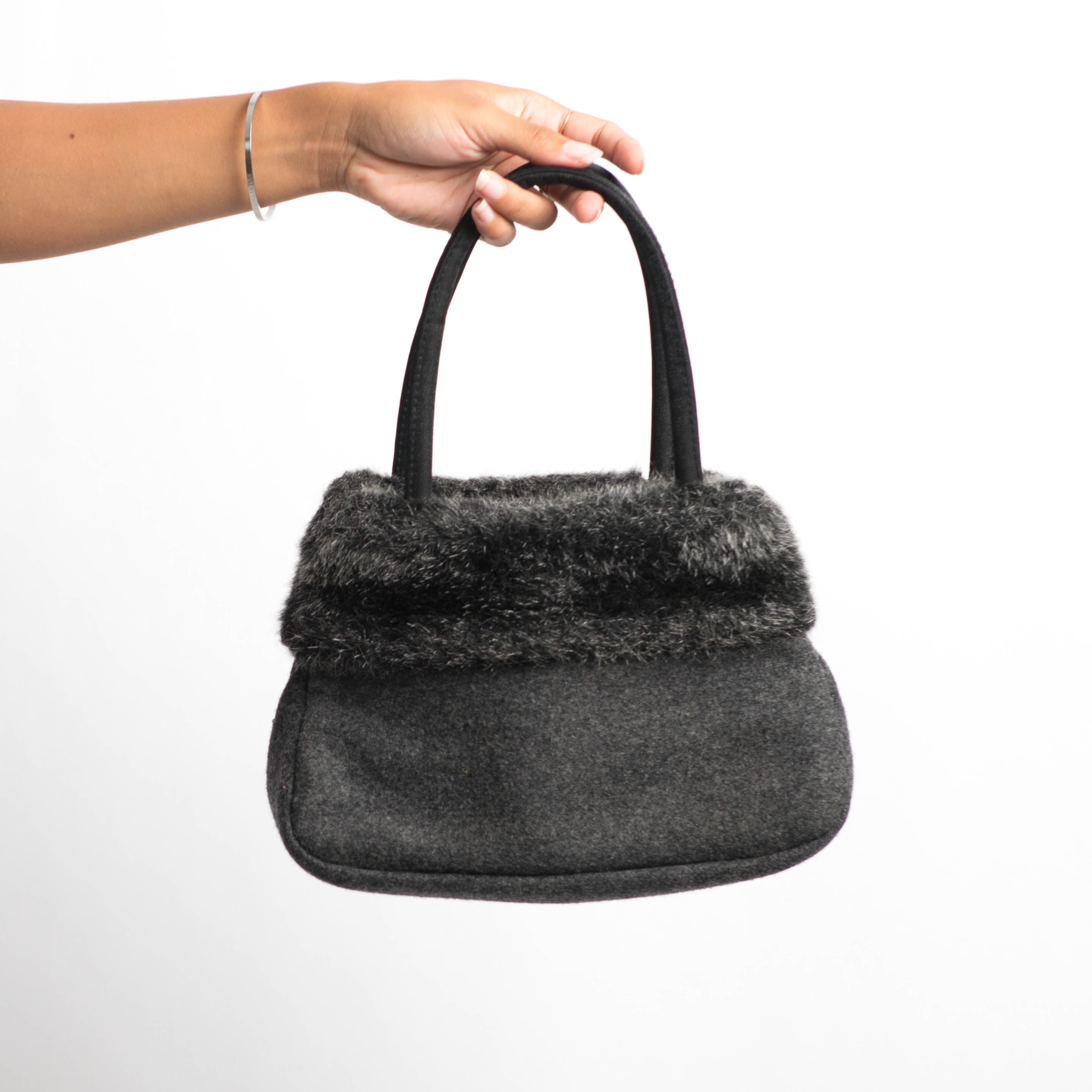 FAUX FUR TRIM BAG
