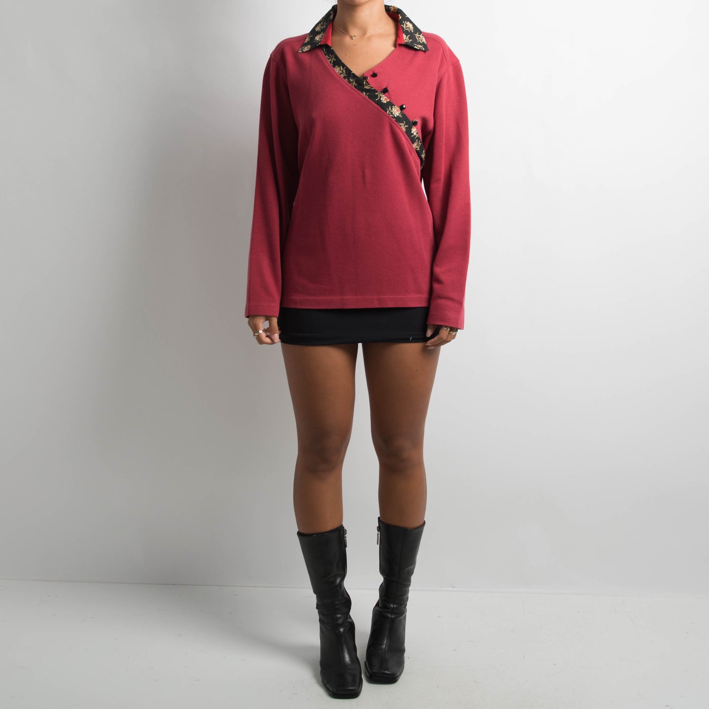 PATTERN TRIM LONG SLEEVE TOP