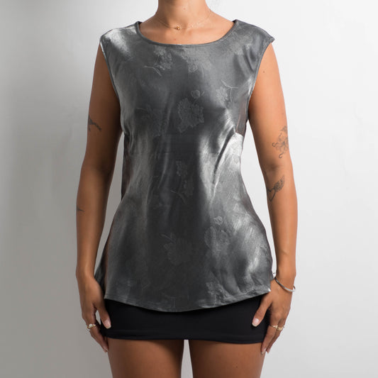 SILVER FLORAL TOP
