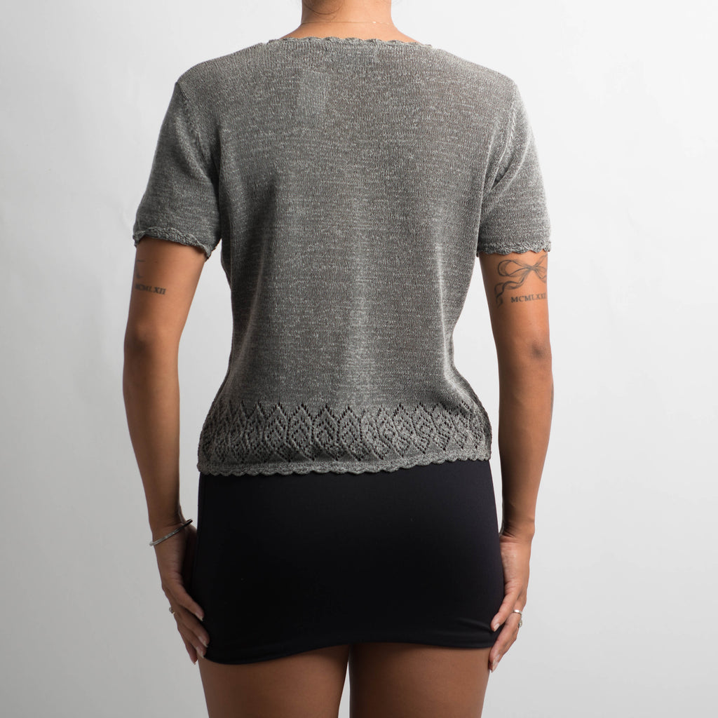 SILVER SHORT SLEEVE TOP