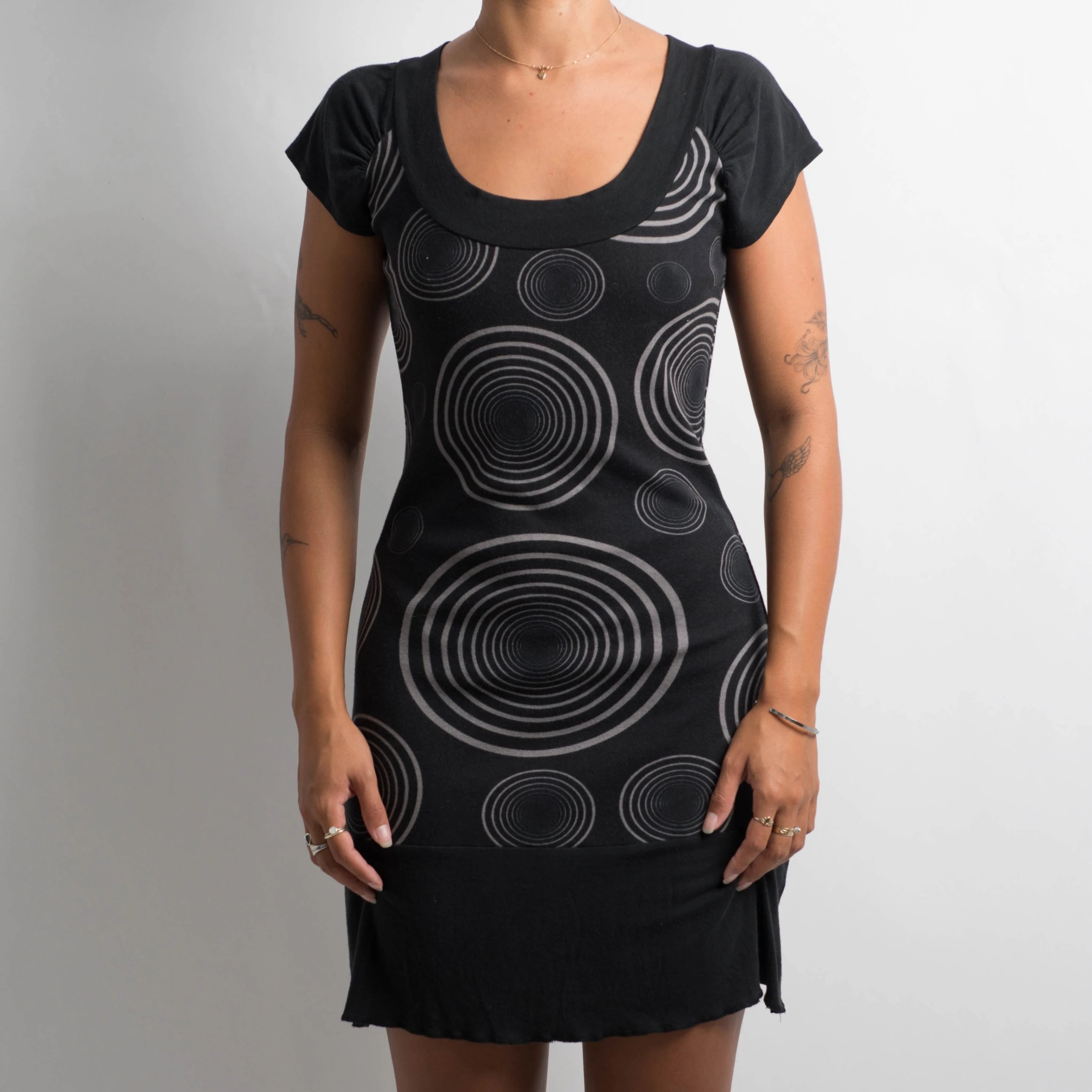 Black Concentric Circle Pattern Dress