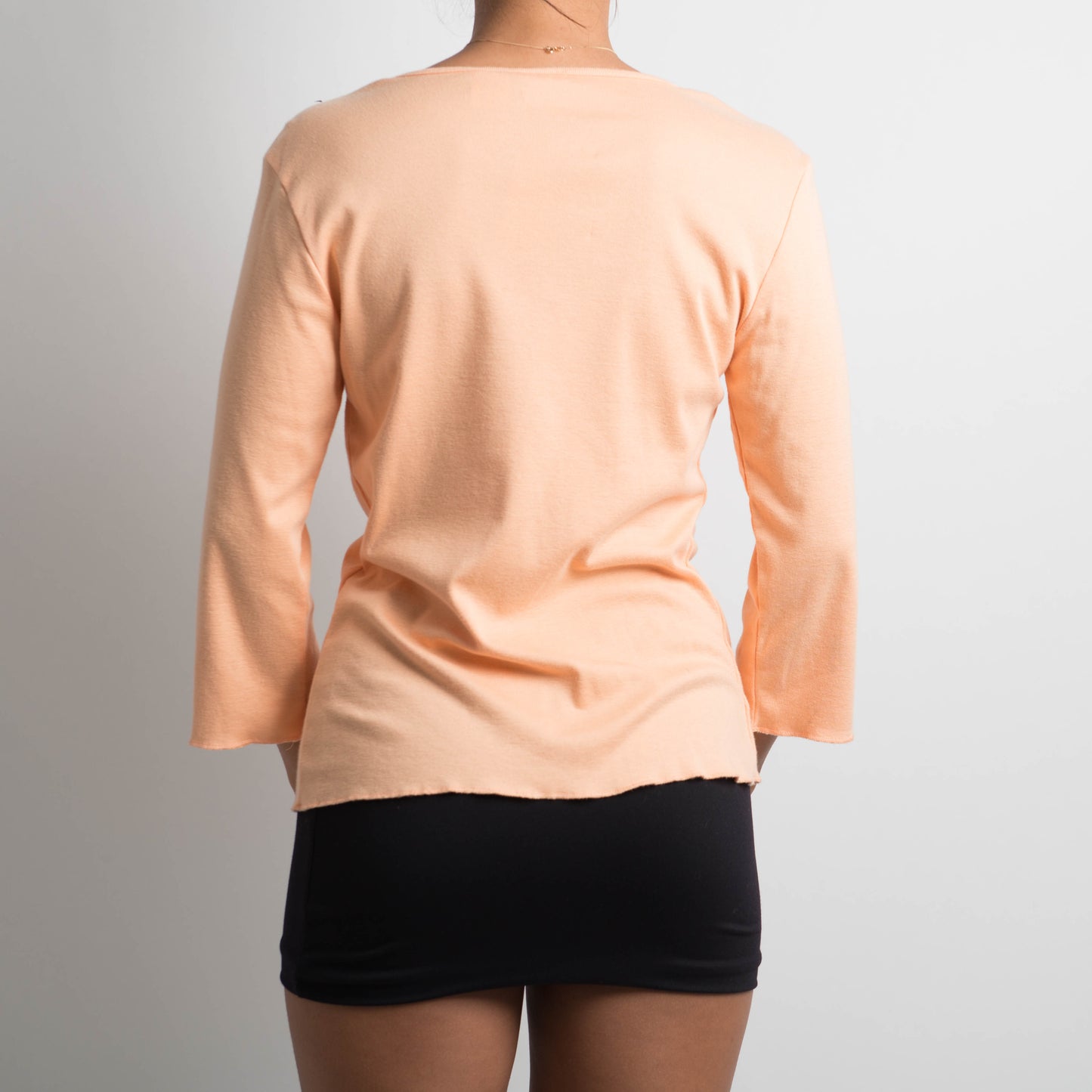 PEACH TIE FRONT LONG SLEEVE