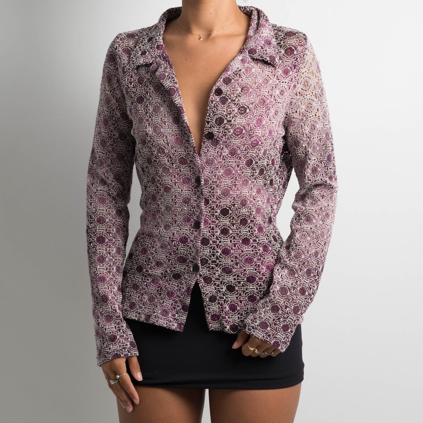 PURPLE LACE MESH BLOUSE