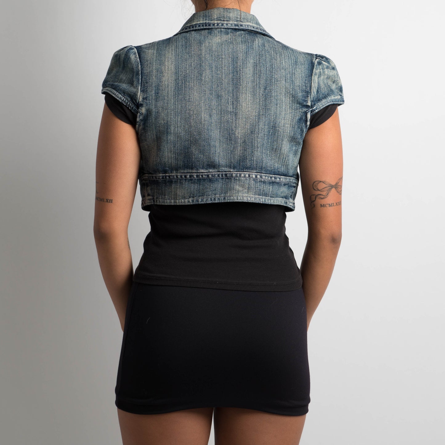 DENIM SHORT SLEEVE BOLERO