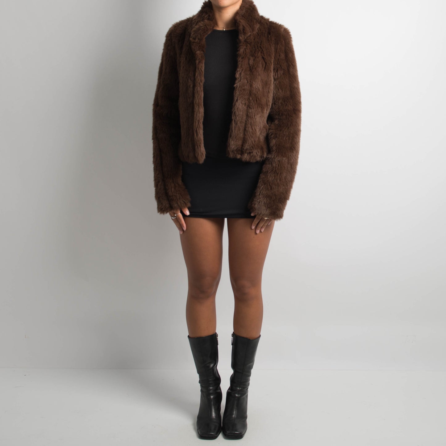 BROWN FAUX FUR JACKET