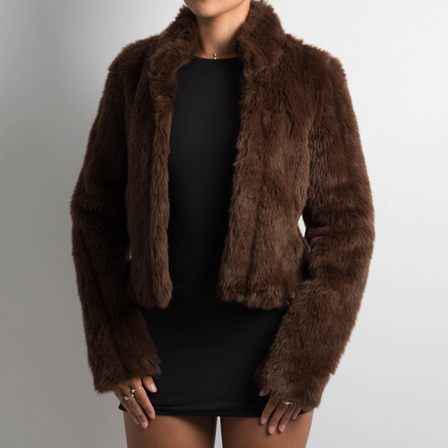 BROWN FAUX FUR JACKET