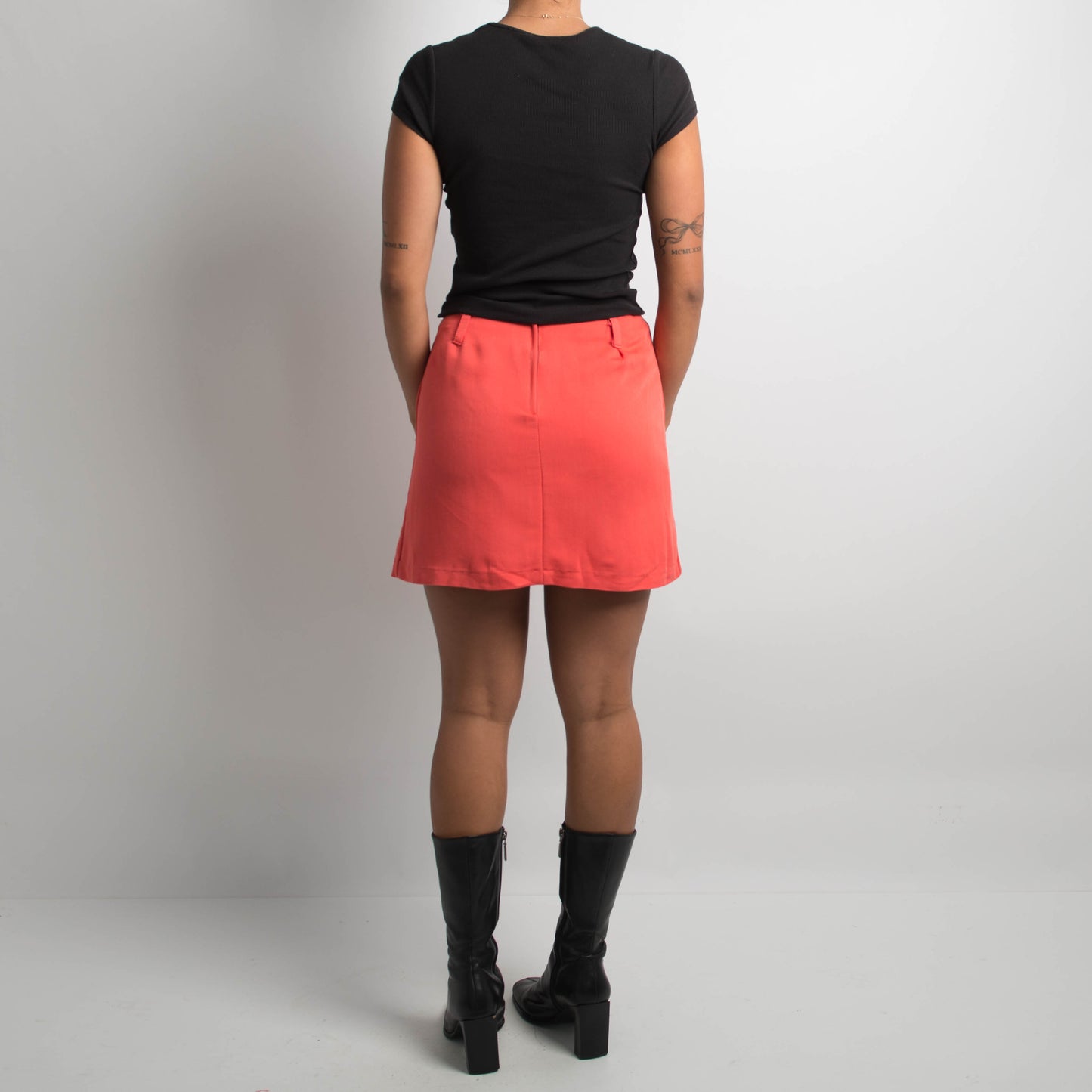 BRIGHT CORAL MINI SKIRT