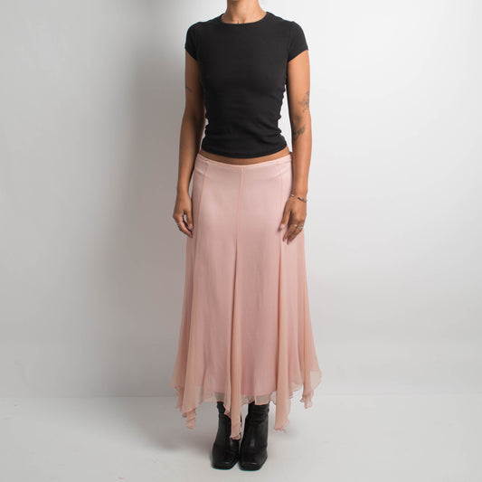 PINK SILK ASYMMETRIC SKIRT