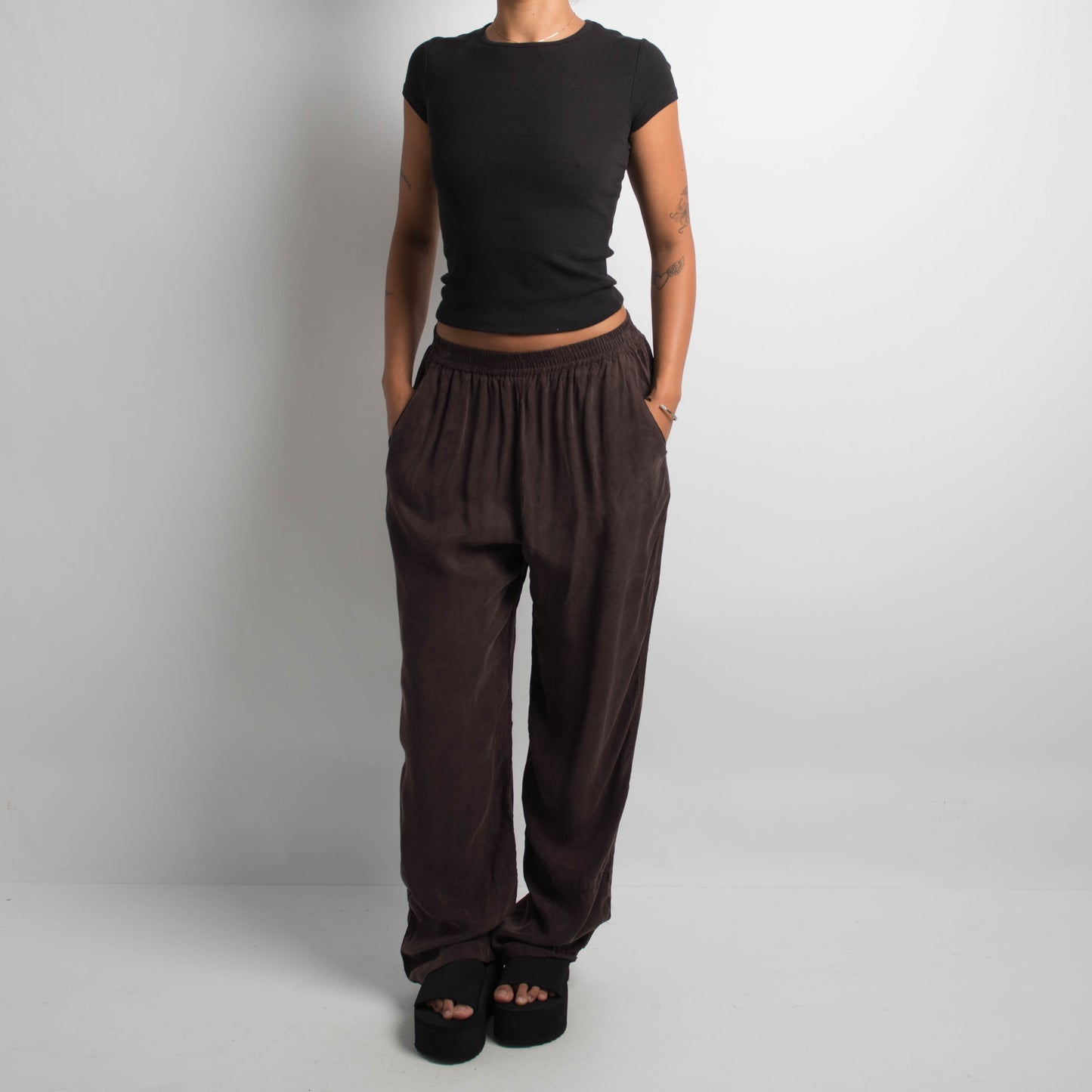 BROWN CUPRO PANTS