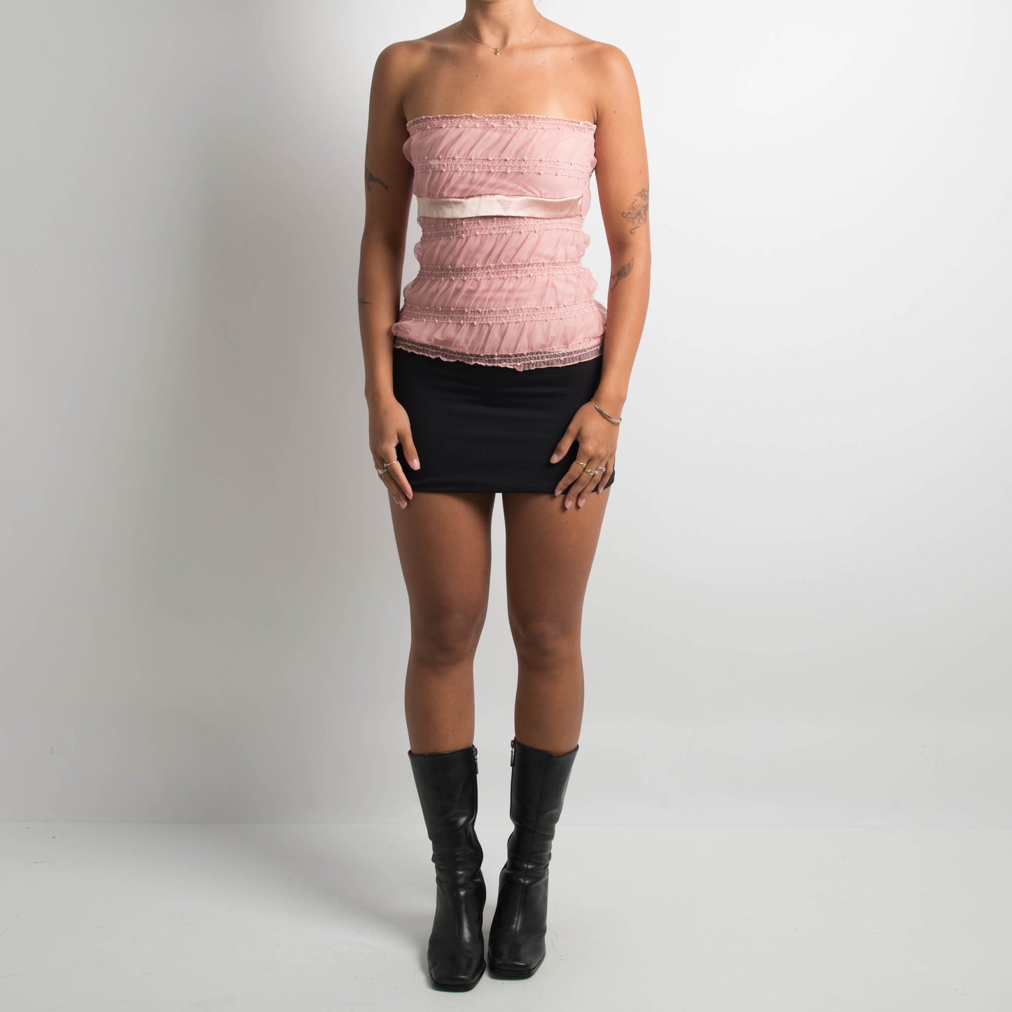 PINK MESH BANDEAU TOP