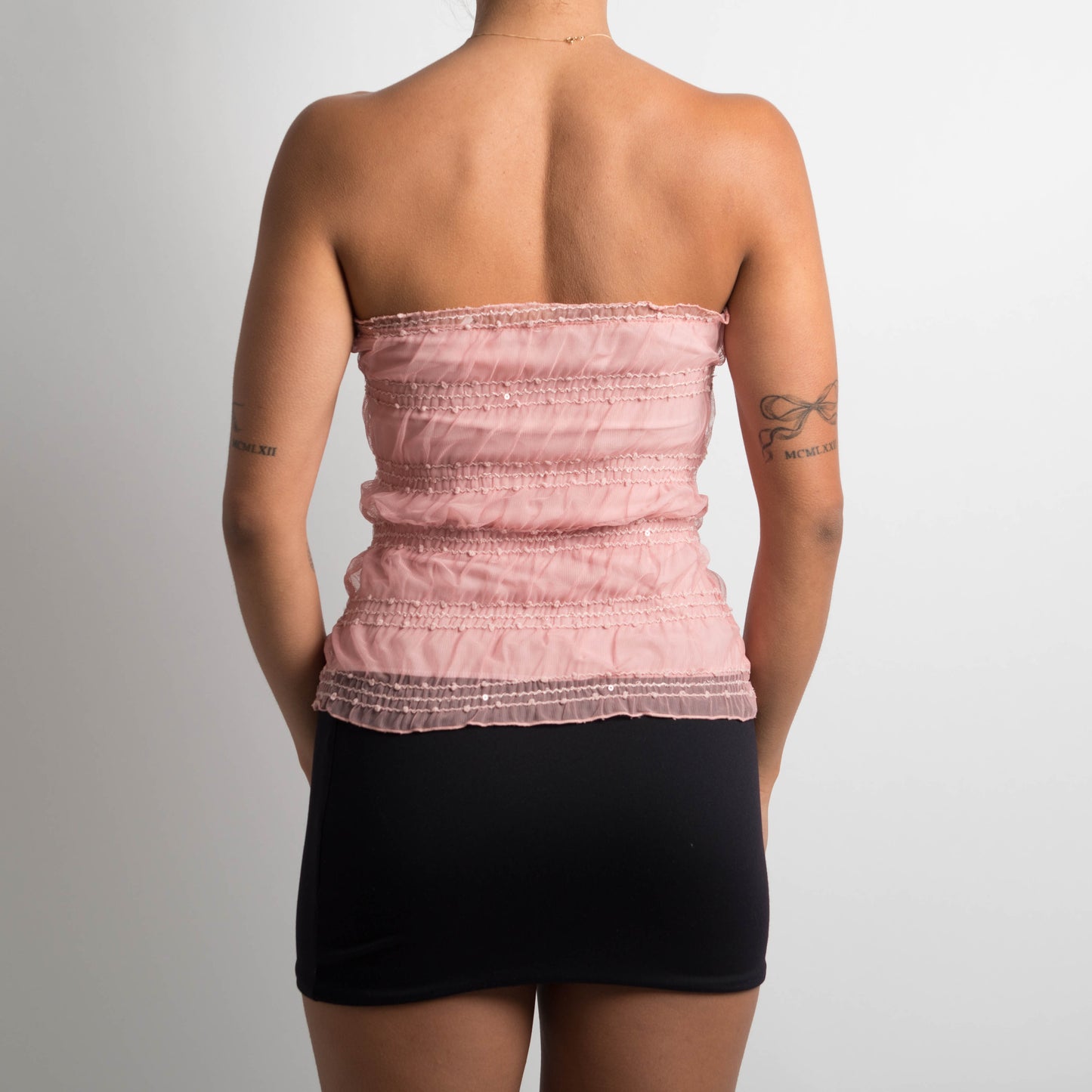 PINK MESH BANDEAU TOP