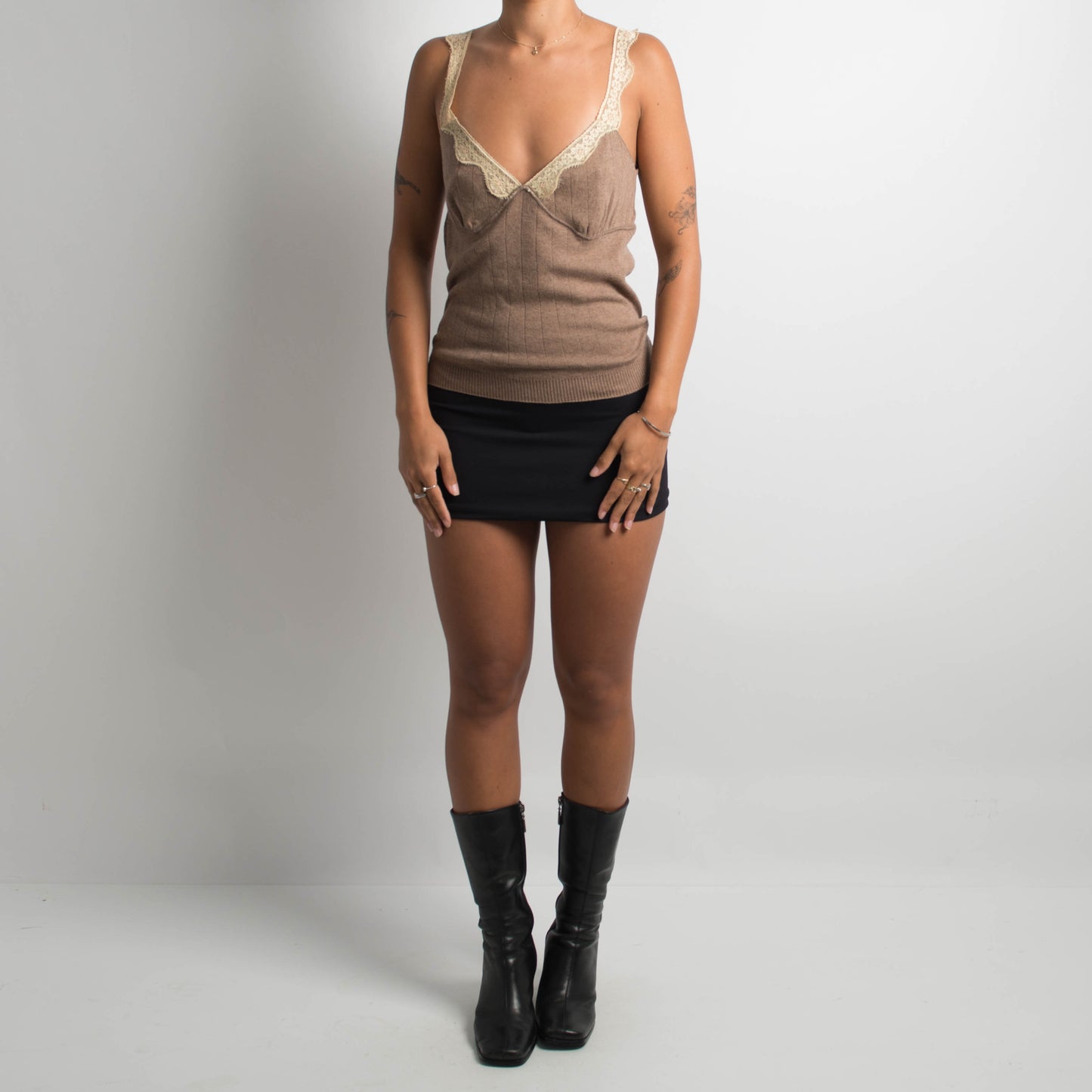 BROWN POINTELLE CAMISOLE