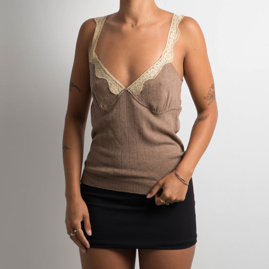 BROWN POINTELLE CAMISOLE