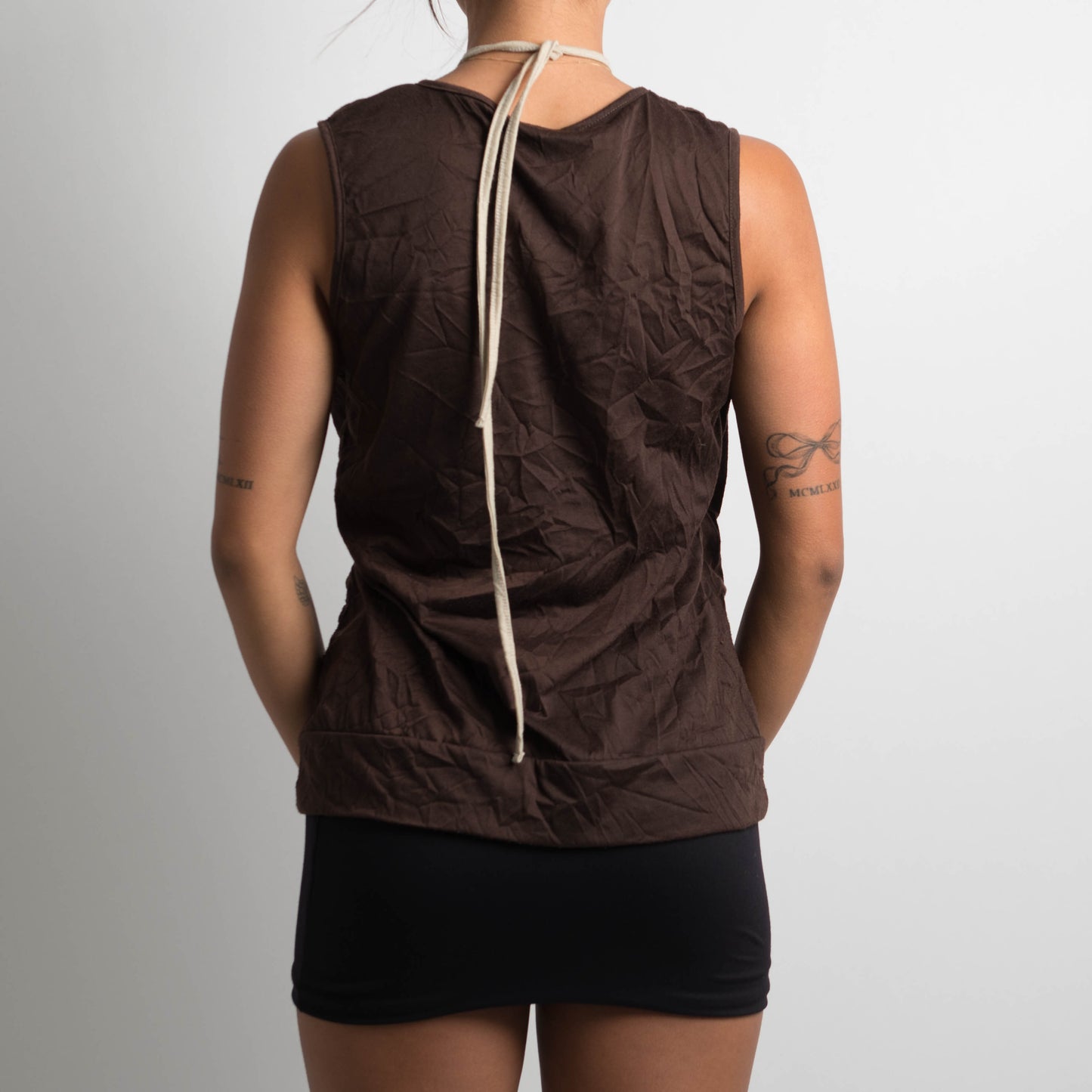 BROWN LAYERED HALTERNECK TOP