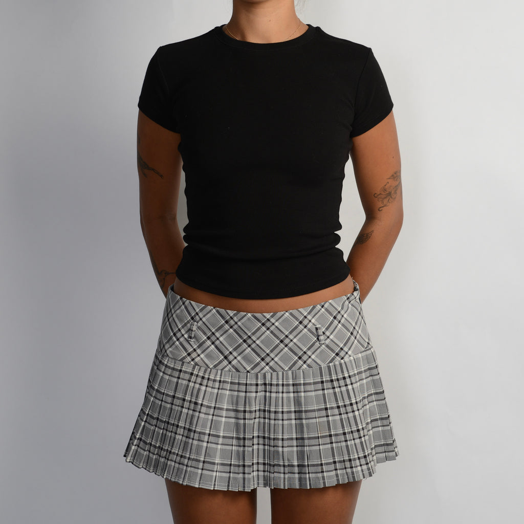 GREY PLAID MINI SKIRT