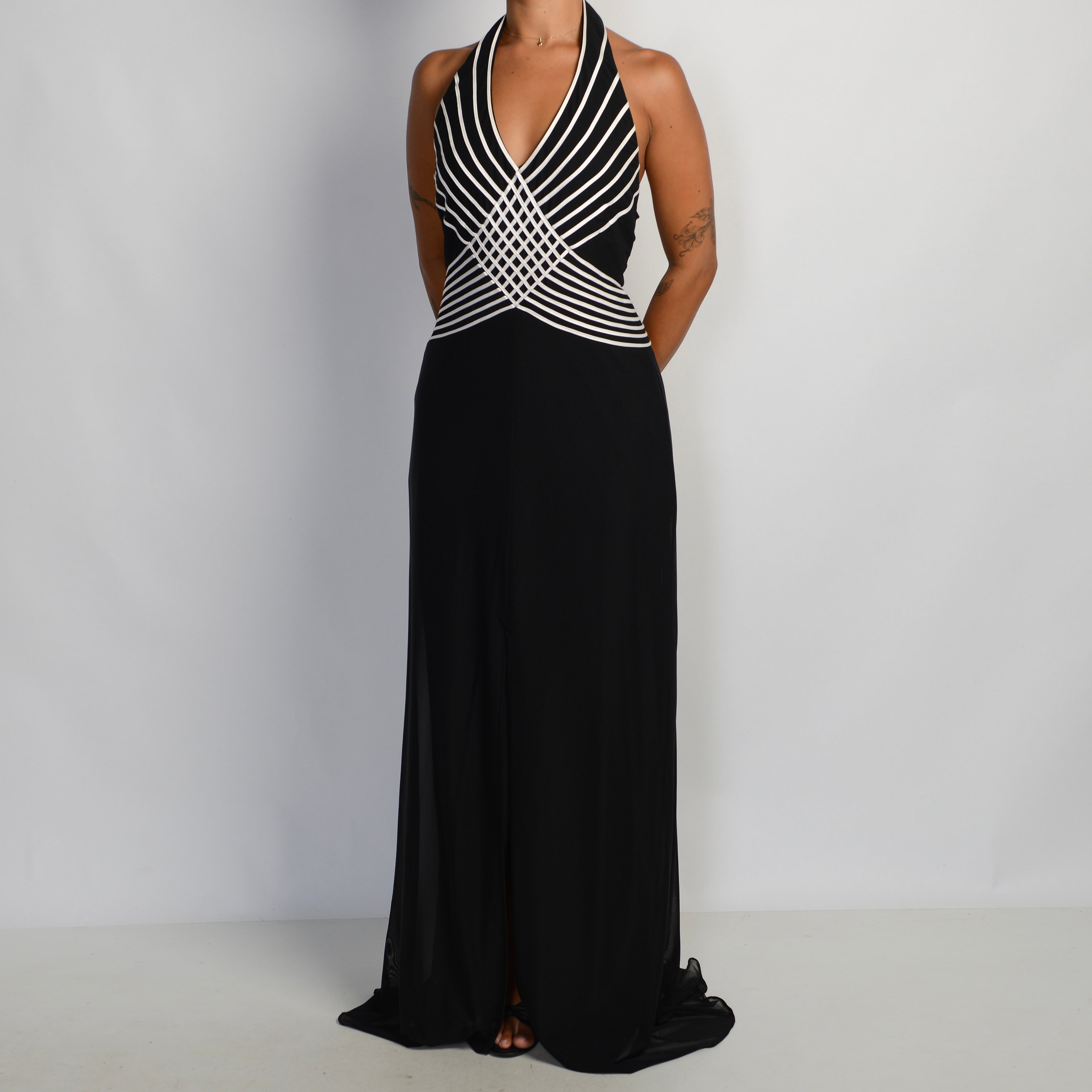 BLACK HALTER GOWN