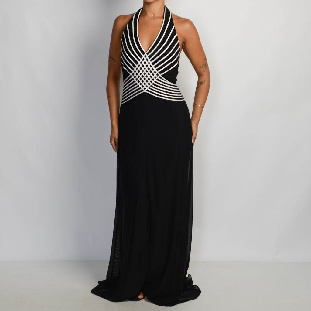 BLACK HALTER GOWN