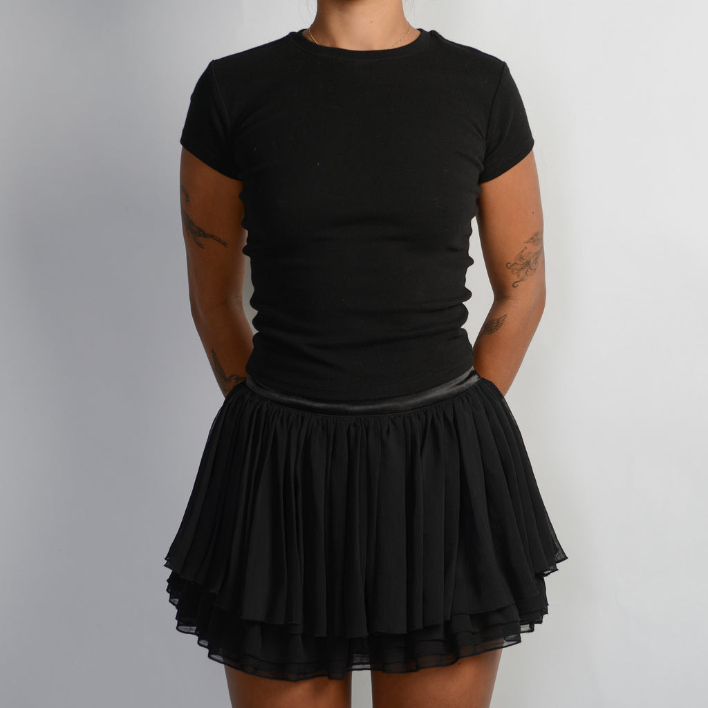 BLACK LAYERED MINI SKIRT