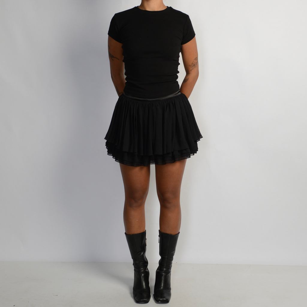BLACK LAYERED MINI SKIRT