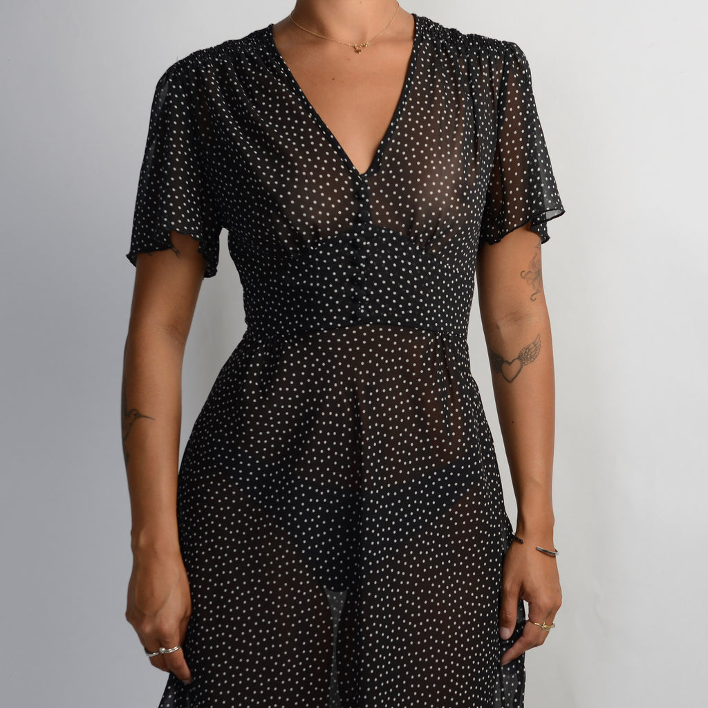 SHEER BLACK POLKA DOT DRESS