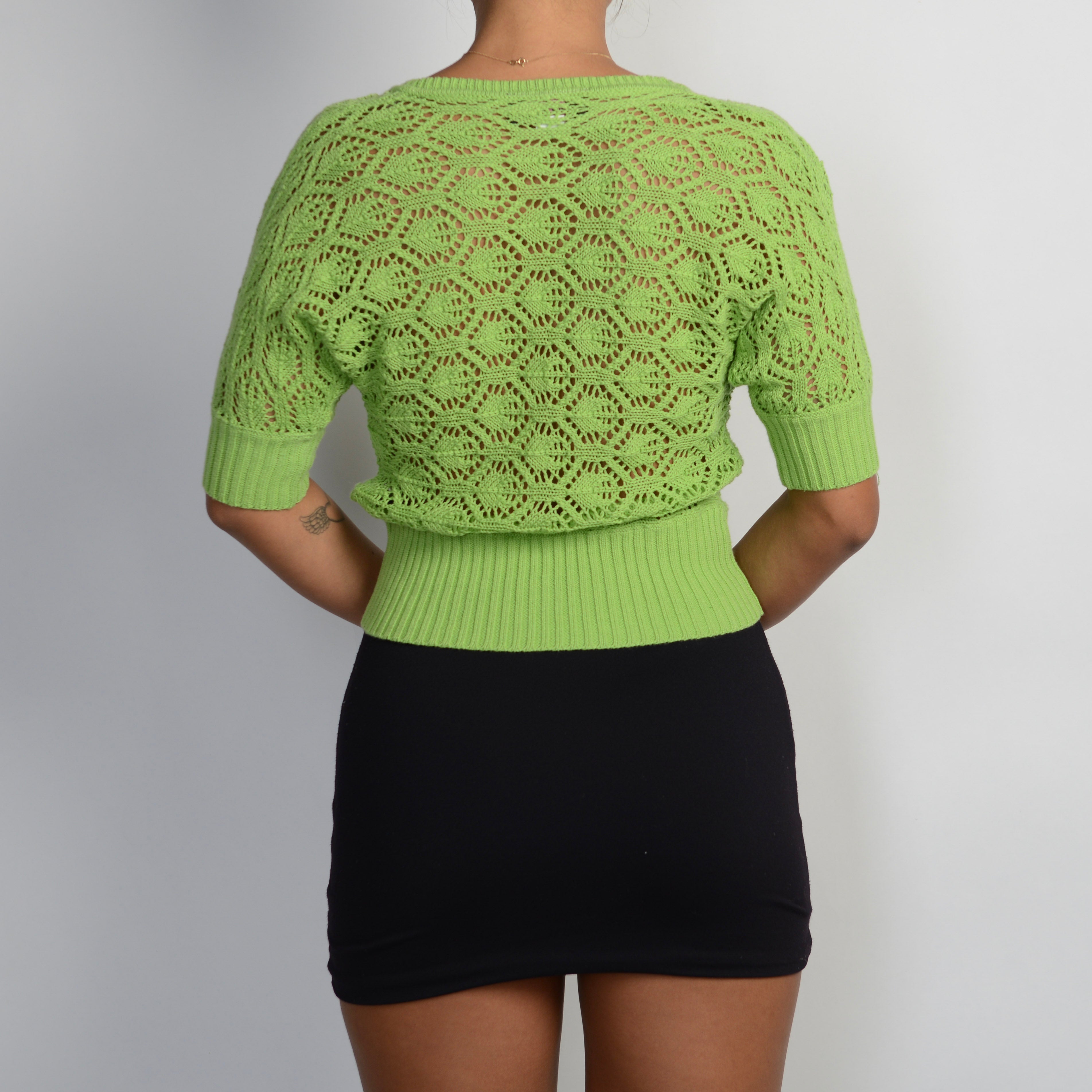 GREEN CROCHET CARDIGAN
